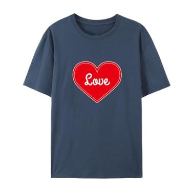Imagem de Camiseta Love Graphic para amigos Love Funny Graphic para homens e mulheres para o amor, Azul marinho, 3G