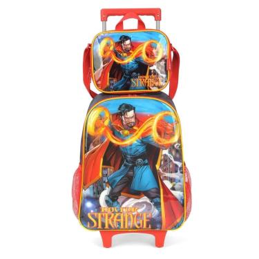 Imagem de Kit escolar doutor estranho mochila rodinha + lancheira