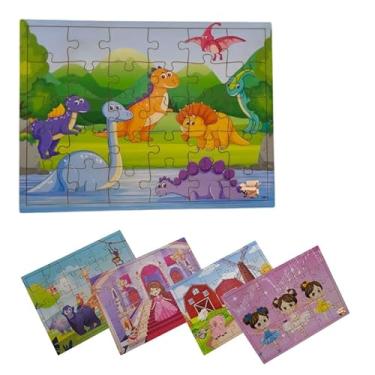 Imagem de Brinquedo Educativo Em Madeira Quebra Cabeça Infantil Desenhos Grandes 30 Peças (Dinossauros)