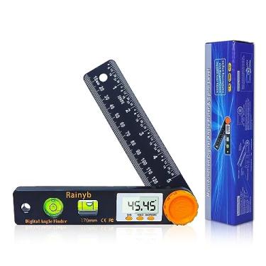 Imagem de Rainyb Ferramenta de localizador de ângulo digital transferidor digital de 12,7 cm de LED de 0 a 360 graus com níveis de bolha horizontal e medidor de régua ferramenta precisa para carpinteiros,