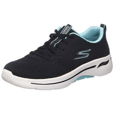 Imagem de Skechers Tênis feminino Go Walk Arch Fit Unify, Preto/Aqua, 9 Wide