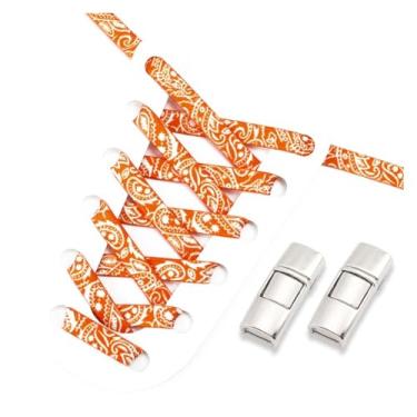 Imagem de Metal Lock Lazy People Shoelace Mix And Match Colors Outdoor Sport Elastic Shoelaces Children Adult Shoe Accessories(Orange white)