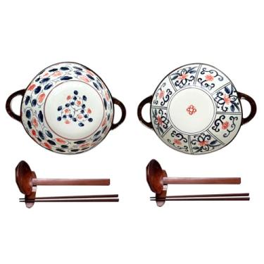 Imagem de FYUEROPA 8 tigelas de cerâmica para macarrão com colher, suporte para pauzinhos e pauzinhos, tigela de ramen, tigela de sopa, 680 g