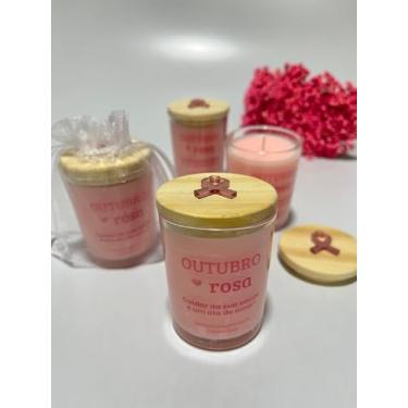 Imagem de 10 Un Lembrancinha Outubro Rosa Vela Aromática 60g com Pingente e Bolsinha