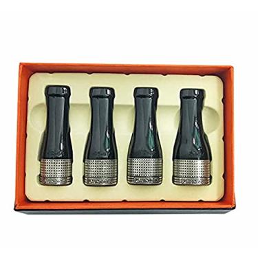 Imagem de FLYINGQIN Conjunto de tubos de charuto com padrão de escultura de resina de cobre puro em 4 tamanhos, prata brilhante, ouro vintage, prata (prata vintage)