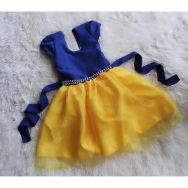 Imagem de Vestido Menina Infantil Amarelo Azul Branca de Neve - aurea, P