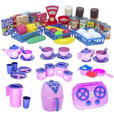 Imagem de Kit Infantil Mercado Completo Cozinha Comida Louça Pote 66pç - Altimar