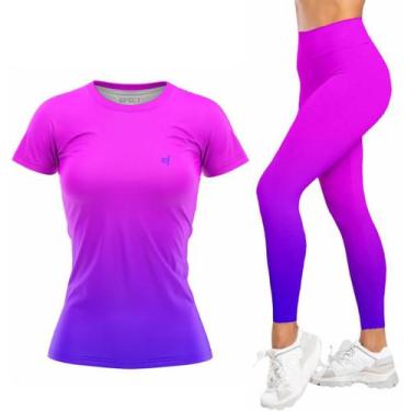 Imagem de Kit Camiseta Feminina Academia Legging Cos Alto Fitness Musculacao Cam