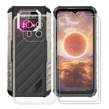 Imagem de KJYFOANI Capa para Ulefone Armor 22 com 2 películas de vidro temperado, capa de proteção de silicone Solf transparente à prova de choque para Ulefone Armor 22 (6,5 polegadas), para mulheres e homens - transparente