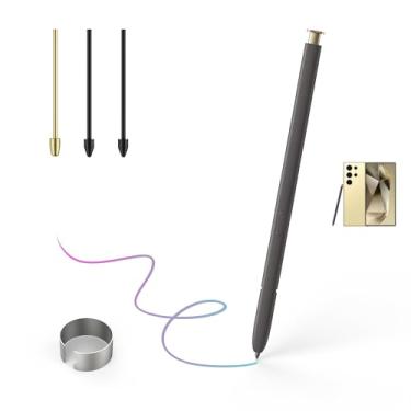Imagem de Caneta de reposição para Galaxy S24 Ultra Stylus para Samsung Galaxy S24 Ultra 5G S, caneta Galaxy S24 Ultra S sem Bluetooth + pinça + pontas de metal (ouro amarelo)