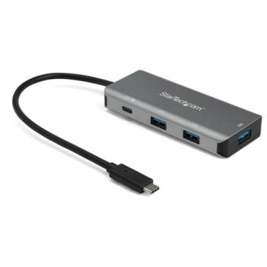 Imagem de StarTech.com Hub USB-C de 4 portas 10 Gbps com entrega de energia e cabo de anfitrião anexado de 9,8 polegadas – 3X USB-A e 1x USB-C (HB31C3A1CPD3)