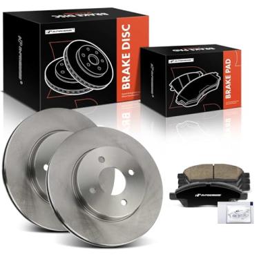 Imagem de A-Premium Rotores de freio a disco ventilados frontais de 10,22 polegadas (259,7 mm) + kit de pastilhas de cerâmica compatível com modelos selecionados da Nissan - Versa 2012-2019, Versa Note