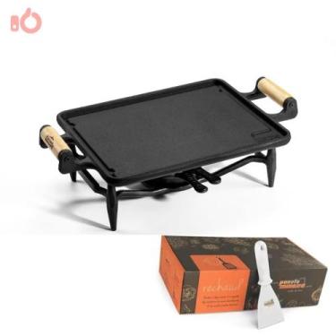 Imagem de Rechaud 2 Mil Ferro Fundido Chapa Lisa Com Espatula De Aço - Panela Mi