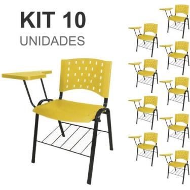 Imagem de Kit 10 Cadeiras Plásticas Universitárias PRANCHETA PLÁSTICA com Porta 