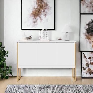 Imagem de Buffet Aparador Com 3 Portas Miami Branco Dourado