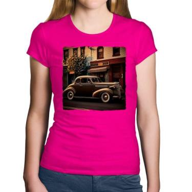 Imagem de Baby Look Algodão Carro antigo na cidade - Foca na Moda, Rosa, P