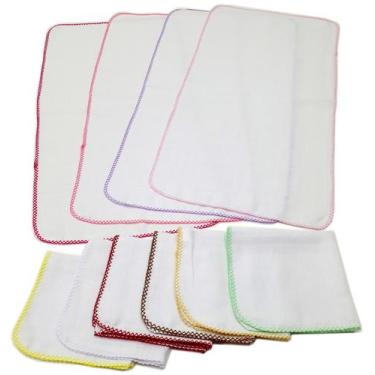 Imagem de Fralda Quadriculada De Ombro 33cm X 68cm Com Crochê - Dugu, 5 Fraldas 
