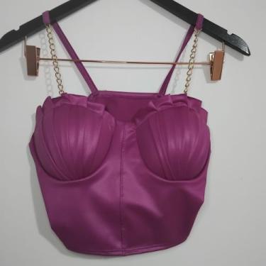 Imagem de Cropped top cirre modelo sereia com Alça corrente e bojo - M&K Shop, R
