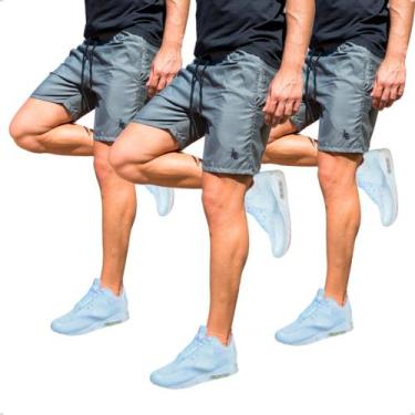 Imagem de Kit 3 Shorts Tactel Masculino Esporte Academia Com Bolsos Laterais E C