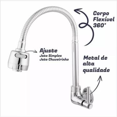 Imagem de Torneiras de cozinha Gourmet Parede Flexível 1/4 de Volta Cromo Ketal 