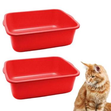 Imagem de Kit 2 Unidades Caixa De Areia Higiênica Bandeja Com Borda Alta Cor Ver