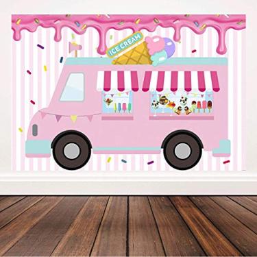 Imagem de Bellimas Summer – Carrinho de sobremesa com fundo de caminhão sorvete rosa para crianças