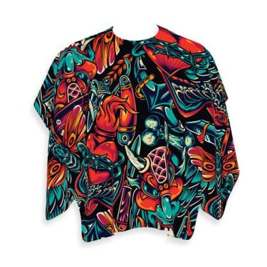 Imagem de Capa Barbeiro Corações e Máscaras Cetim 156x146cm - PRESENTE-BRINDE