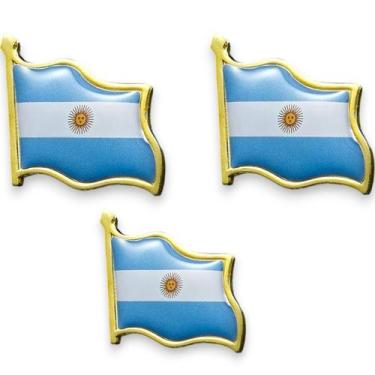 Imagem de 3 Pin Broche Bandeira Argentina Metal Diplomata Celeste Azul