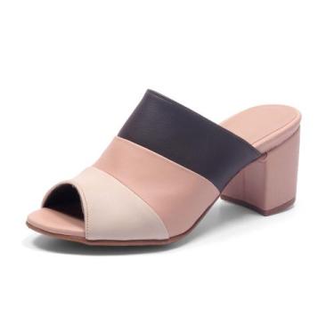 Imagem de Sandália Feminina Tamanco Salto 6cm Grosso Botinha Colors Moda Atempor