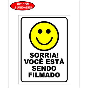 Imagem de Placa Sinalização Sorria Você Está Sendo Filmado 20x15cm - MJS