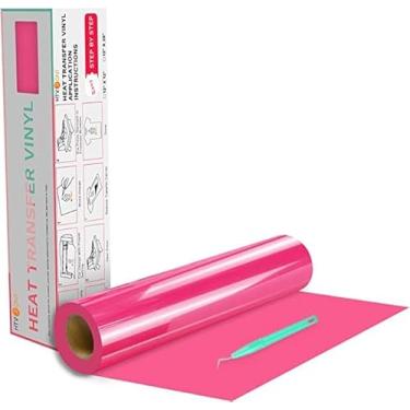 Imagem de HTVRONT Rolos de Vinil Htv Vinil de Transferência de Calor - 12" X 20 Pés Neon Pink Vinil Htv para Camisas, Ferro Em Vinil para Todas As Máquinas de Corte - Fácil de Cortar e Remover Ervas Daninhas Pa