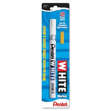 Imagem de Pentel Marcador permanente, branco, ponta fina, pacote com 1 (100W-S)