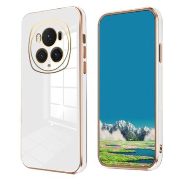 Imagem de Anlalish Compatível com Honor Magic 6 Pro Capa de silicone Honor Magic 6 Pro 0,3 mm Funda Cute Slim Plating Acessórios de proteção para câmera Capa à prova de choque (branca)