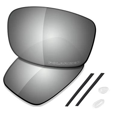 Imagem de SAUCER Lentes de substituição premium e kits de borracha para óculos de sol Oakley Gauge 8 L OO4124-62 mm de alta definição - Metal cromado polarizado