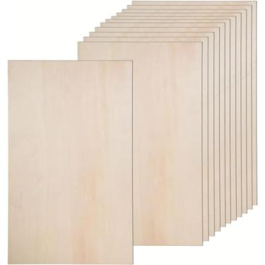 Imagem de AWIZOM Pacote de 36 Folhas de Basswood para Artesanato 12 X 24 X 1/8" - Folhas de Compensado de 3 Mm de Espessura com Superfícies Lisas Placas de Madeira Retangulares Inacabadas para Corte A Laser, Qu