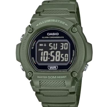 Imagem de Casio Iluminador alarme cronógrafo digital dia-data relógio indicador W219HC-3BV, Verde