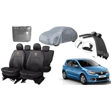 Imagem de Kit Capa de Couro + Capa de Cobrir + Limpador de Parabrisa Sandero 16-