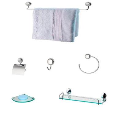 Imagem de Kit Para Banheiro Gana Vidro Modelado Incolor - J.A