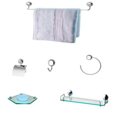 Imagem de Kit Para Banheiro Gana Vidro Sextavado Incolor - J.A
