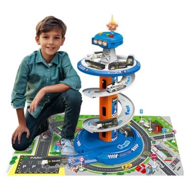 Imagem de Pista de Carrinhos Infantil Brinquedo Corrida Posto Com Luz e Som (Azul)