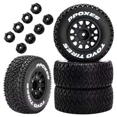 Imagem de Rodas e pneus de caminhão de curta duração RC com peças hexagonais de atualização de 12 mm 14 mm 17 mm para 1/10 Slash 2WD 4 × 4 Arrma Senton Axial Losi Redcat Rc4wd Hex RC Car (preto)