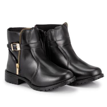 Imagem de Bota Botinha Feminina Cano Curto Baixo Salto Quadrado Coturno Bico Red