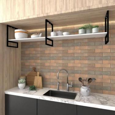 Imagem de Prateleira industrial cozinha suporte para prateleira industrial nicho