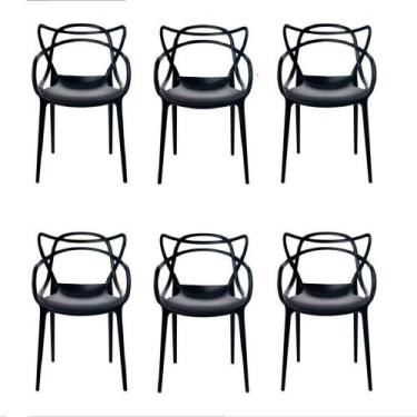 Imagem de Conjunto Com 6 Cadeiras Allegra Preta Polipropileno - UNIVERSAL MIX
