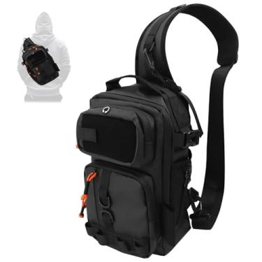 Imagem de VKVXCLON Mochila de pesca, bolsa de armazenamento com suporte de haste, leve, resistente à água, bolsa de armazenamento de ombro de peixe para pesca, caça, acampamento e caminhadas (preto)