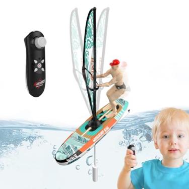 Imagem de Barcos de controle remoto de brinquedos para água, barco de controle remoto | Brinquedos da piscina para crianças - Com luzes LED, 2,4 GHz navegando para aventuras ao ar livre, pesca por lago divertid