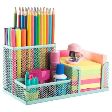 Imagem de Porta Lápis P/ Escritório Mesa Estudos Home Office Colorido - PGB, Ver