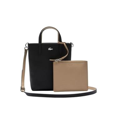 Imagem de Lacoste Bolsa de lona revestida reversível Anna e bolsa removível, Preto/areia quente, One Size