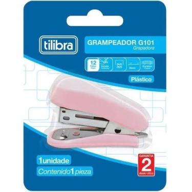 Imagem de Mini Grampeador 12 Folhas C/extrator Tilibra Rosa Claro G101 258746941