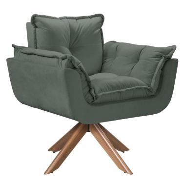 Imagem de Poltrona Opala Giratória Madeira Suede Verde